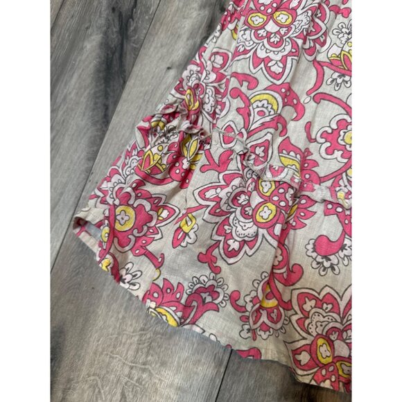 Old Navy Womens V Neck Floral Swing Ruffle Dress L Multicolor Cotton Boho Tiered - Picture 2 of 12